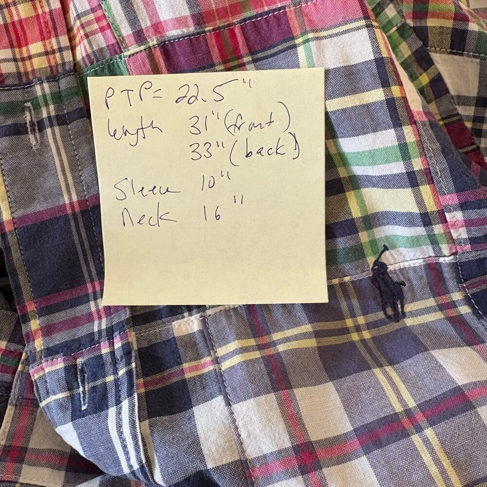 Polo Ralph Lauren Patchwork Madras Short Sleeve Button Down Blake Shirt - Picture 4 of 4